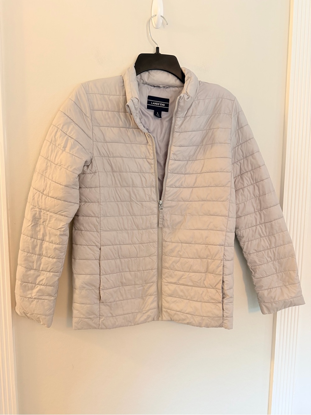 Lands’ End Women’s Lightweight Quilted Puffer Jacket Large 14-16 Gray